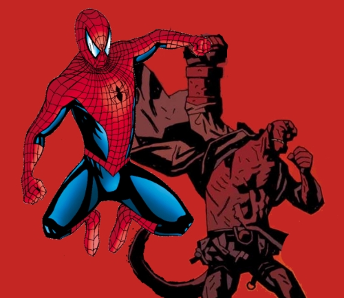 Hellboy Spiderman teamup