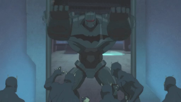 The early model for Batman's mech suit which makes a brief appearance in this movie.